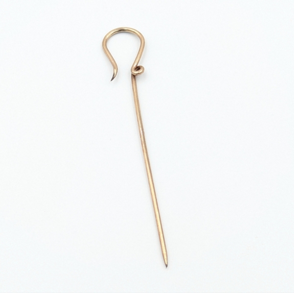 Antique Victorian gold filled shepherds crook stick pin / hat pin / lapel pin